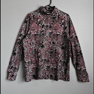 Festive Lands' End Women's Tall Cotton Mock Turtleneck, Size L/T